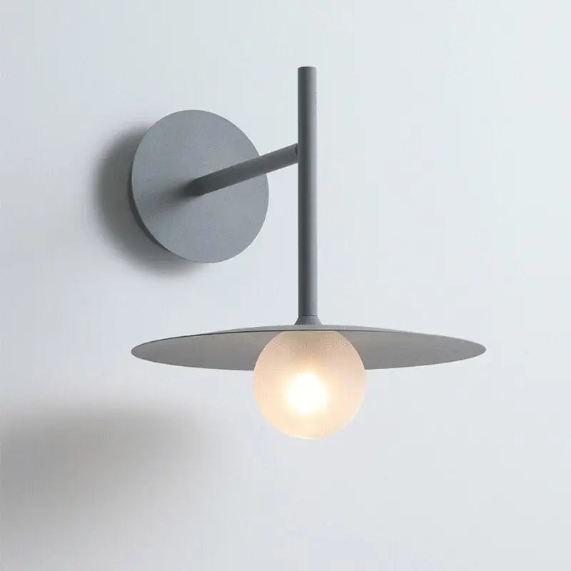 Modern matte black disc bedside wall light bedroom sconce