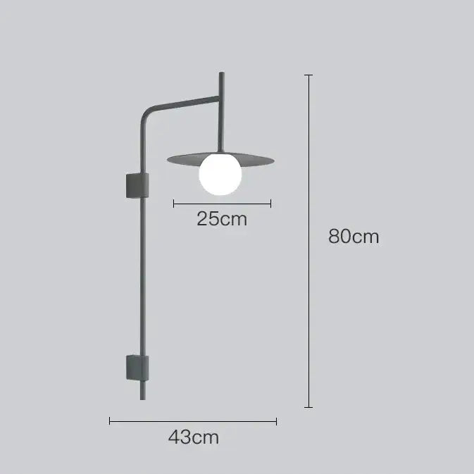 Modern matte black disc bedside wall light bedroom sconce
