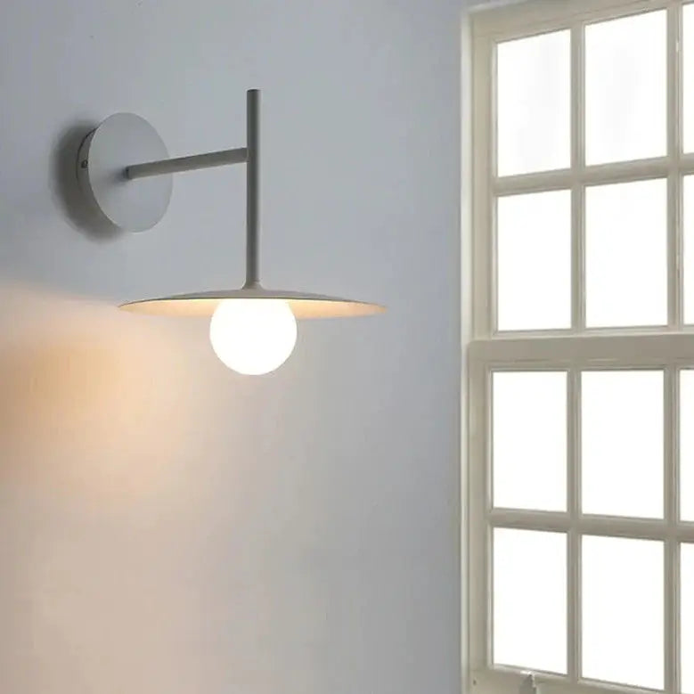 Modern matte black disc bedside wall light bedroom sconce