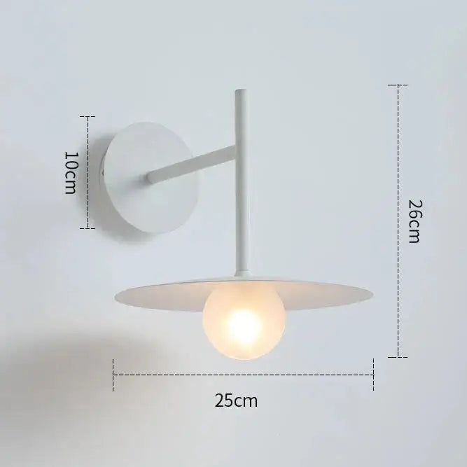 Modern matte black disc bedside wall light bedroom sconce