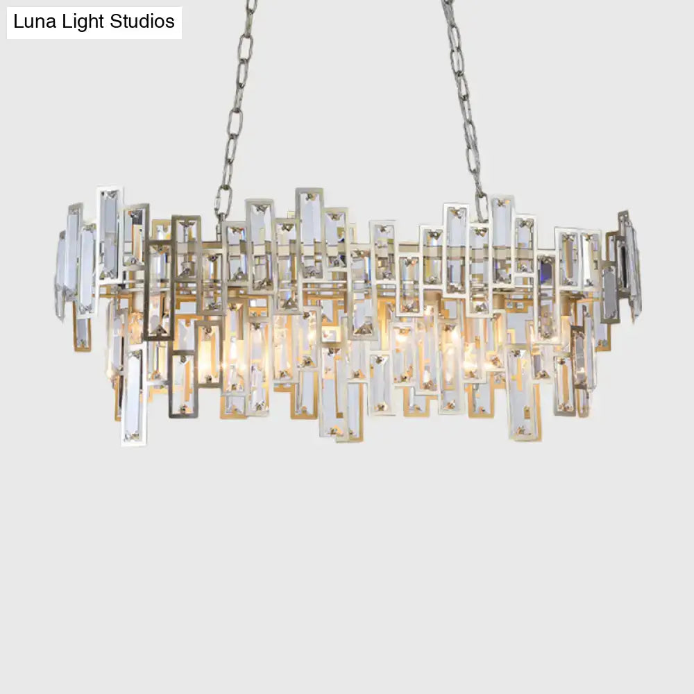 Modern black & gold crystal island light fixture dining room