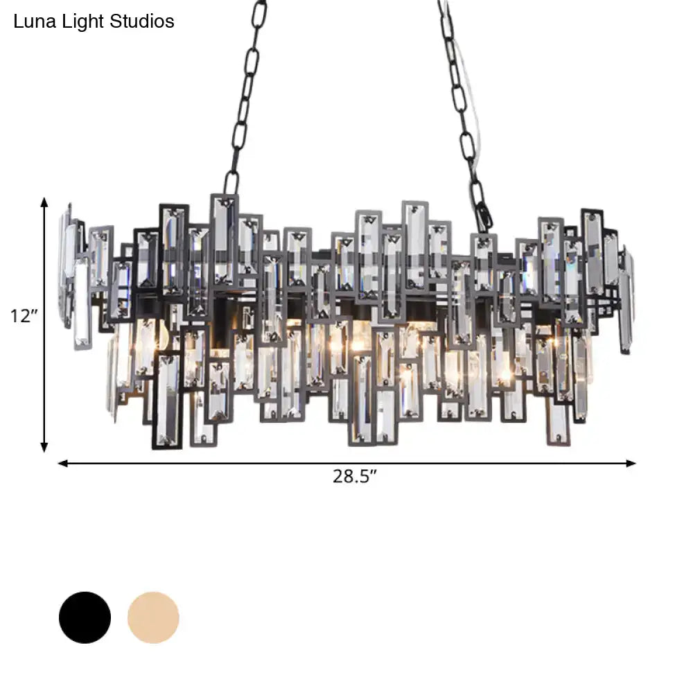 Modern black & gold crystal island light fixture dining room