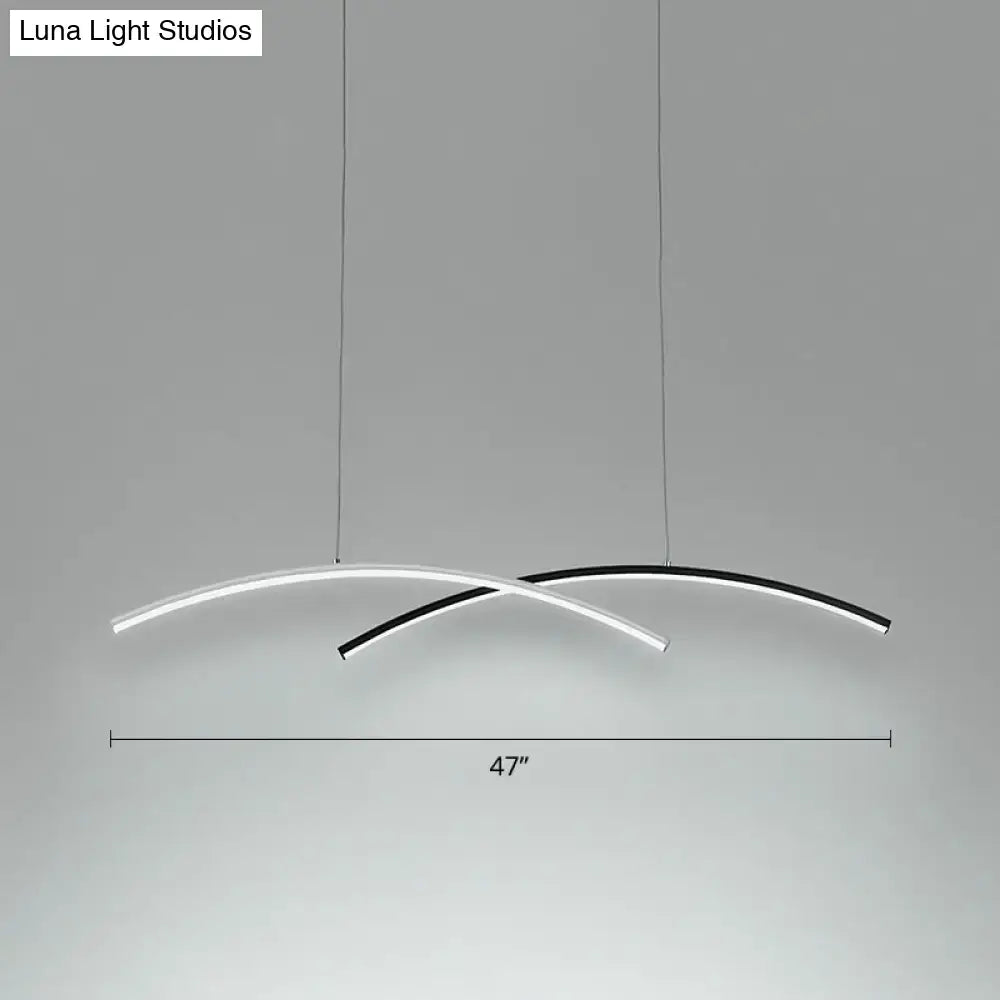 Modern black & white arc ceiling led pendant light for living room