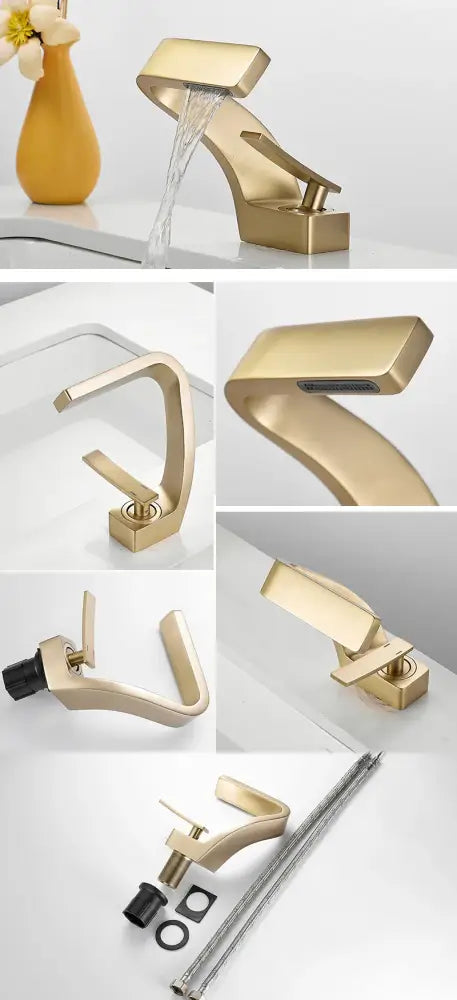 Modern matte black waterfall sink faucet for bathroom