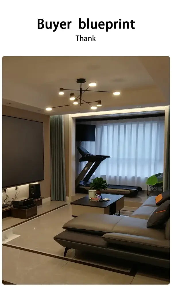 Modern black chandelier with frosted glass – living room light