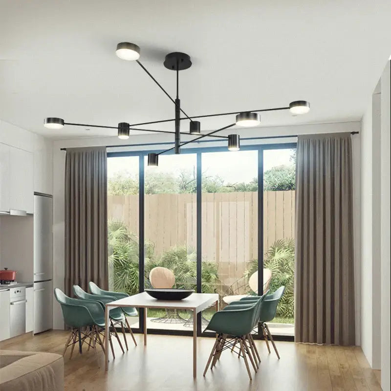 Modern black chandelier with frosted glass – living room light
