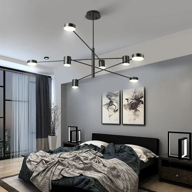 Modern black chandelier with frosted glass – living room light