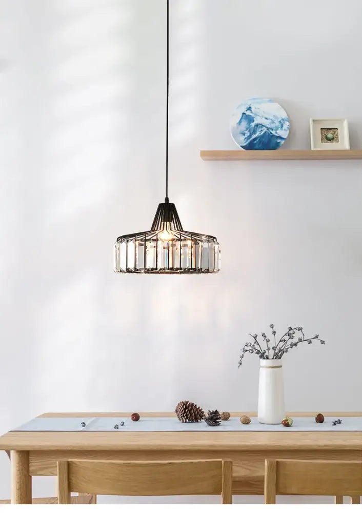 Modern black & gold crystal glass pendant lamp dining room led