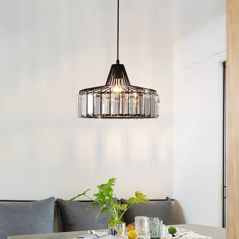 Modern black & gold crystal glass pendant lamp dining room led