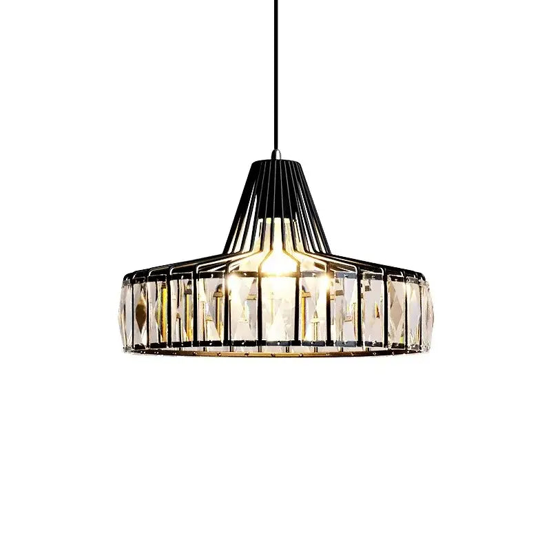 Modern black & gold crystal glass pendant lamp dining room led