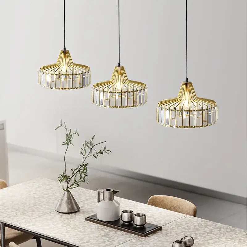 Modern black & gold crystal glass pendant lamp dining room led