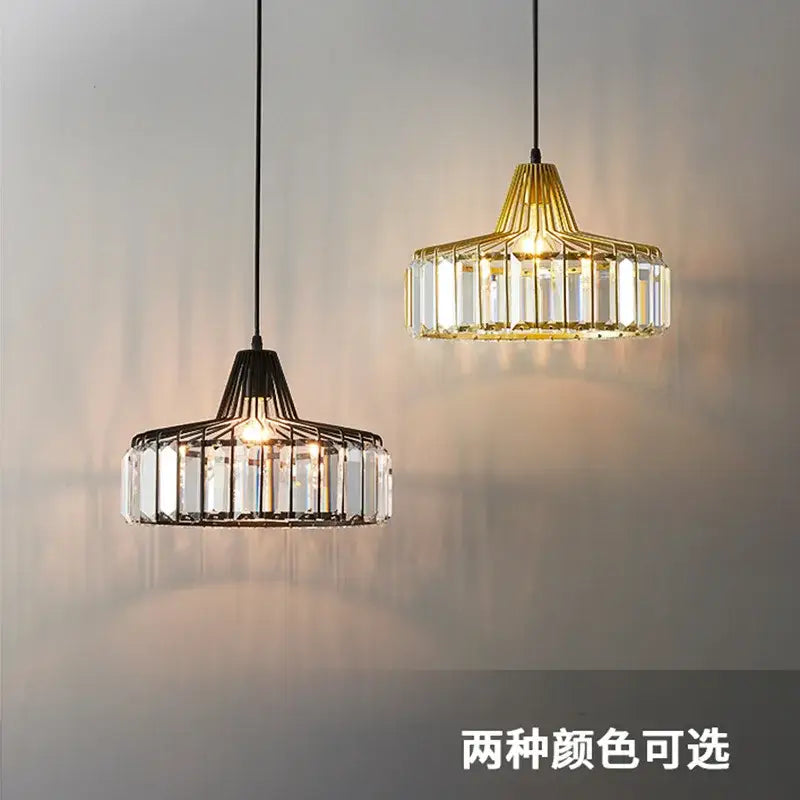 Modern black & gold crystal glass pendant lamp dining room led