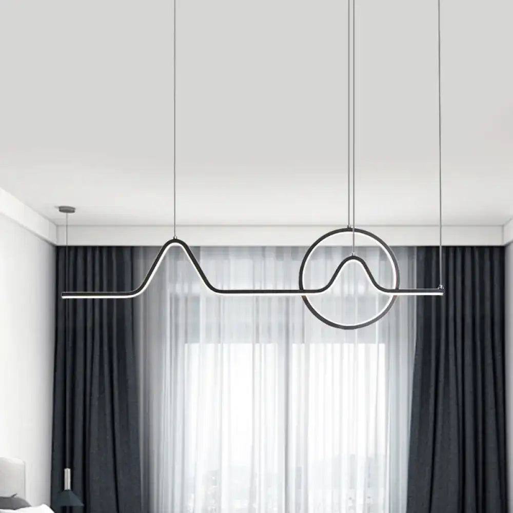 Modern black & gold linear led kitchen pendant with warm white light