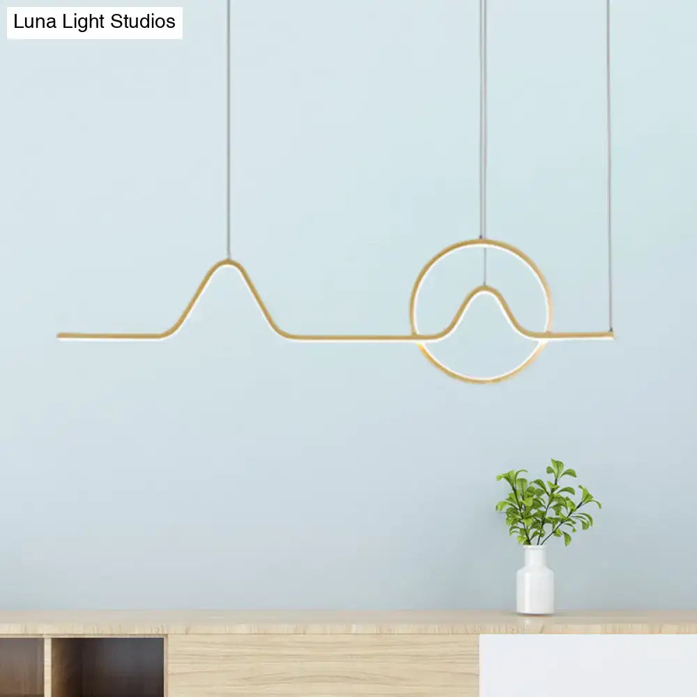 Modern black & gold linear led kitchen pendant with warm white light