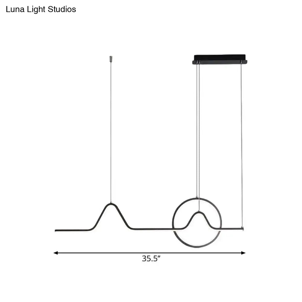 Modern black & gold linear led kitchen pendant with warm white light