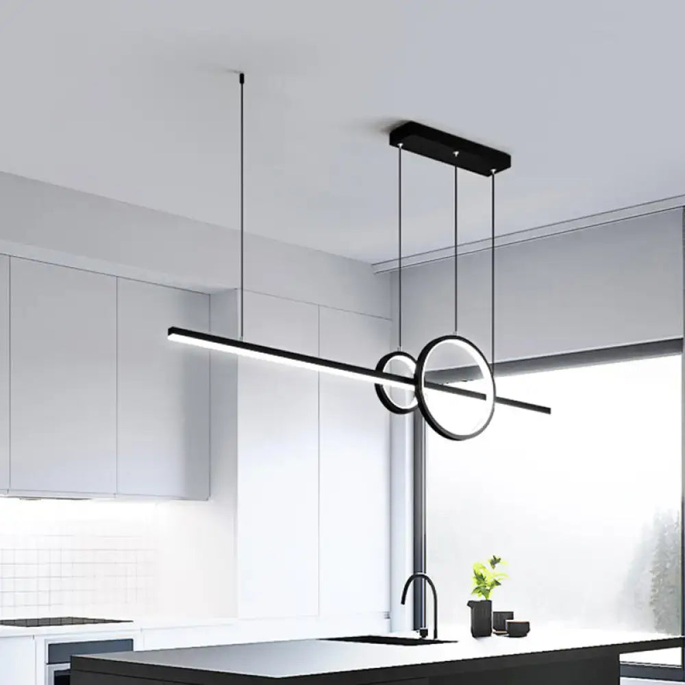 Modern black & gold led island pendant – kitchen geometric light