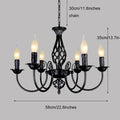 Modern black iron scrollwork chandelier living room light