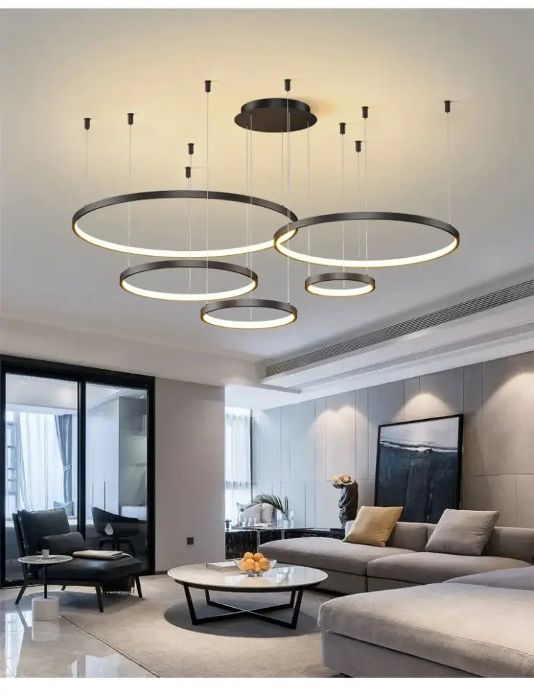 Modern black & gold pendant light living room dimmable