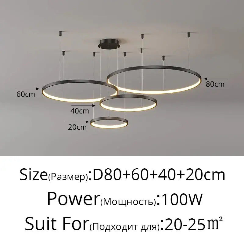 Modern black & gold pendant light living room dimmable