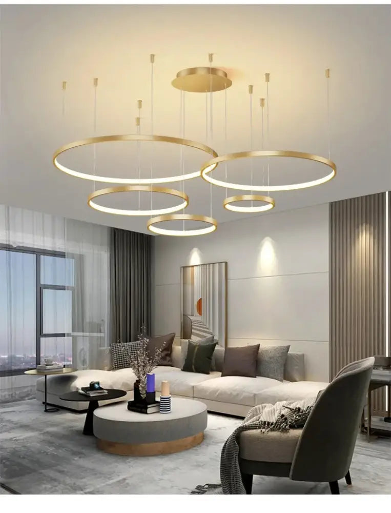 Modern black & gold pendant light living room dimmable