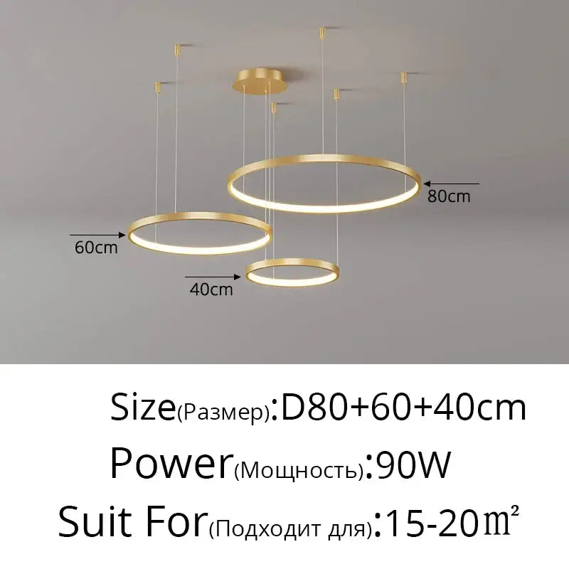 Modern black & gold pendant light living room dimmable