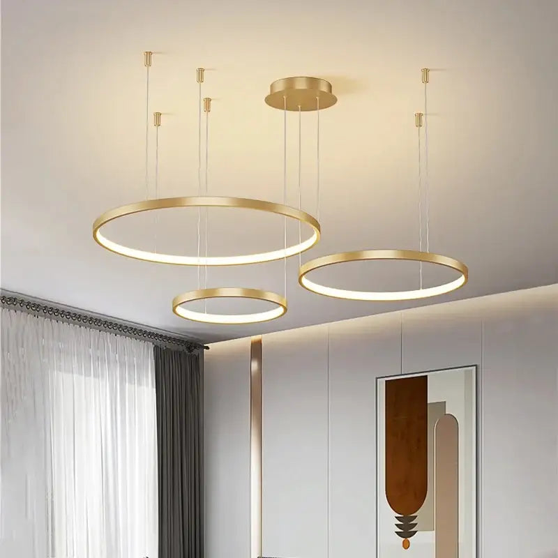 Modern black & gold pendant light living room dimmable