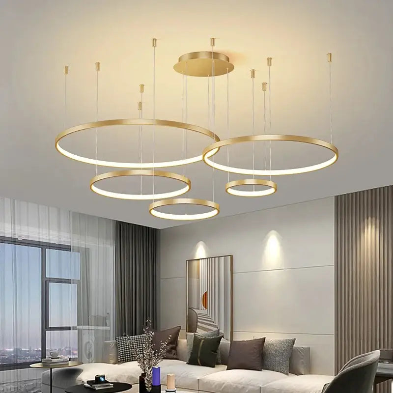 Modern black & gold pendant light living room dimmable