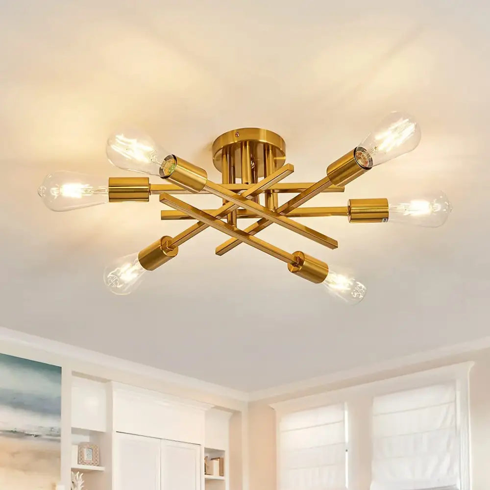 Modern black 4 light flush mount chandelier – living room ceiling fixture