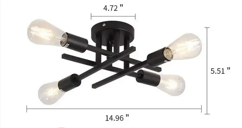 Modern black 4 light flush mount chandelier – living room ceiling fixture