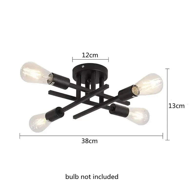 Modern black 4 light flush mount chandelier – living room ceiling fixture