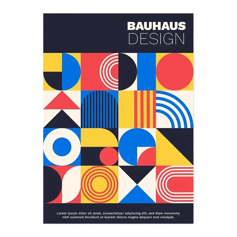 Minimalist blue bauhaus canvas print living room wall art