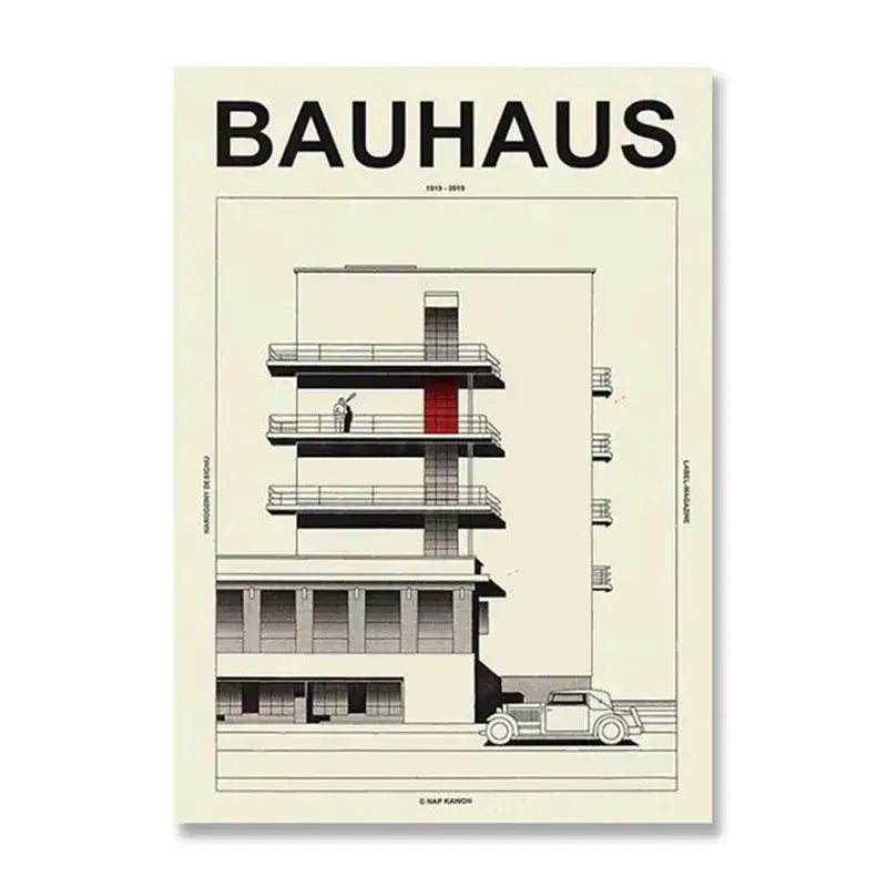 Minimalist blue bauhaus canvas print living room wall art