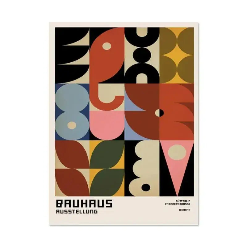 Modern black & white bauhaus canvas print living room wall art