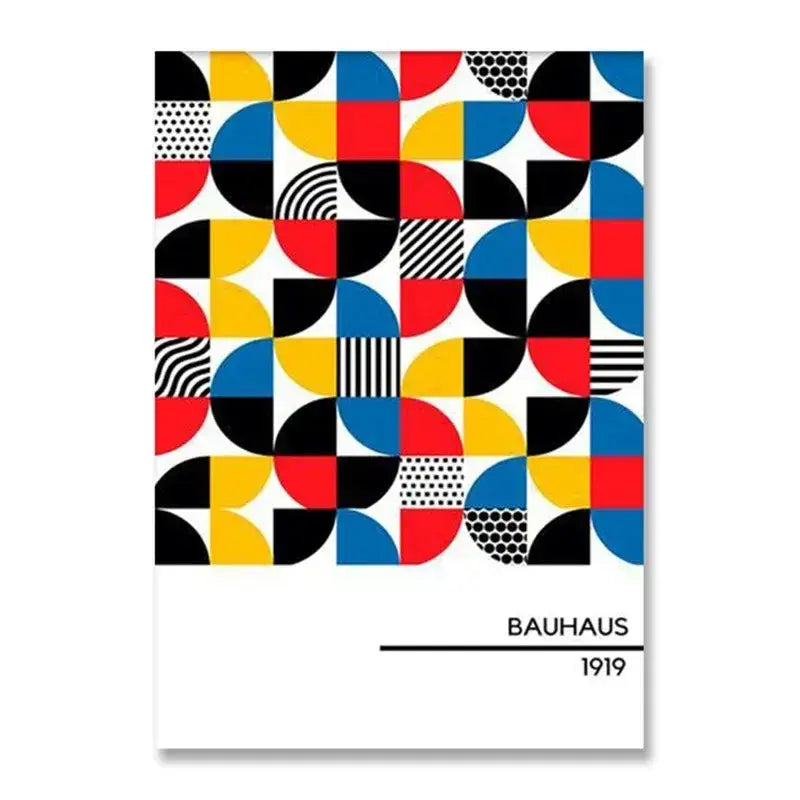 Modern black & white bauhaus canvas print living room wall art