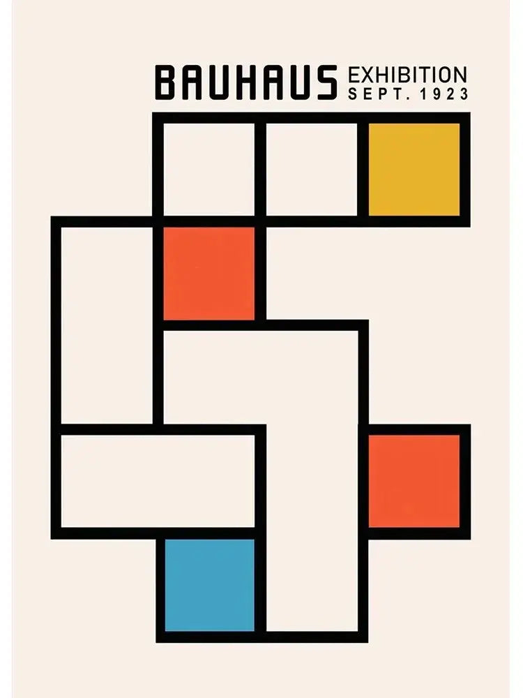 Bauhaus geometric red & blue canvas print decor – living room art
