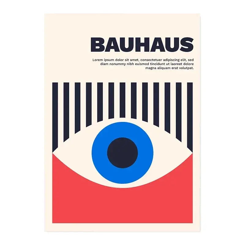 Bauhaus geometric red & blue canvas print decor – living room art