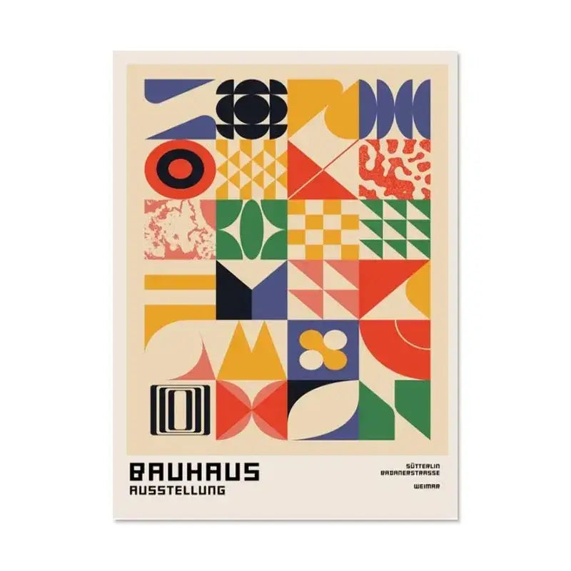 Bauhaus geometric red & blue canvas print decor – living room art