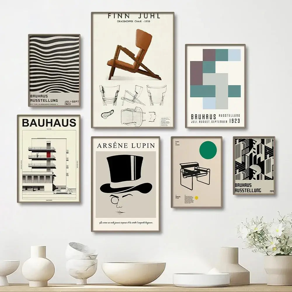 Bauhaus minimalist black & beige canvas print wall art living room