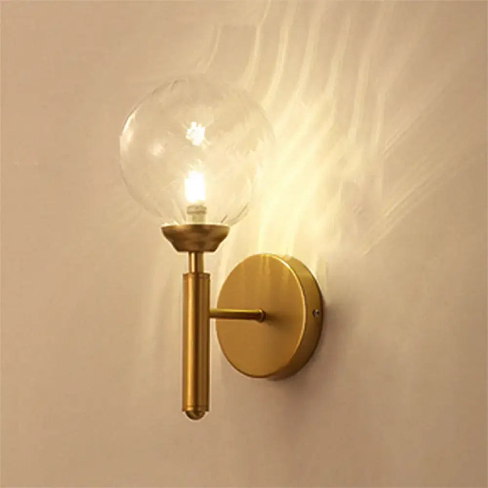 Modern brass glass sphere wall lamp fixture bedroom
