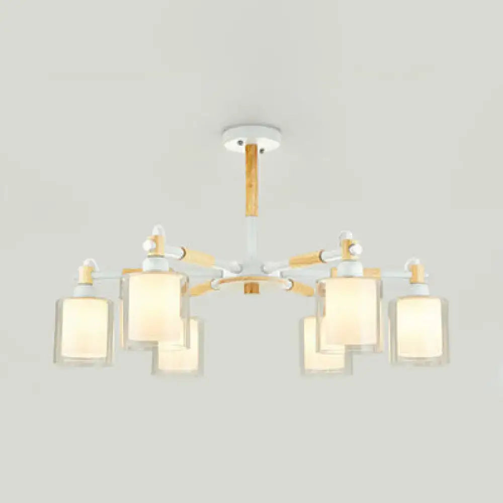 Modern black & wood cylinder hanging pendant lamp for bedroom
