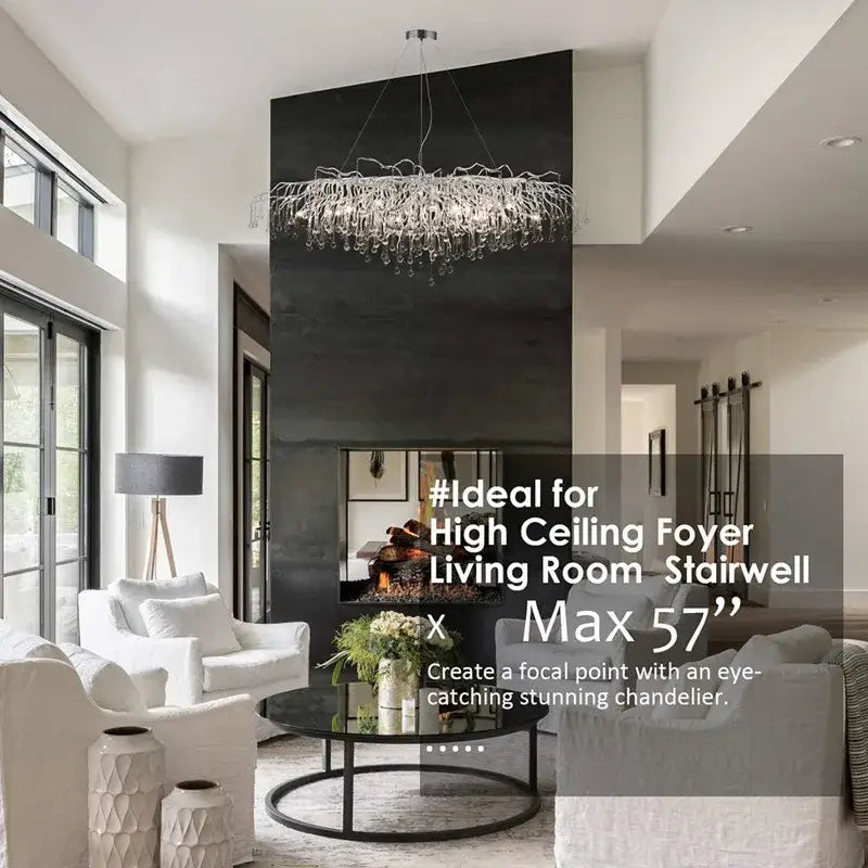 Modern golden aluminum crystal chandelier for living room