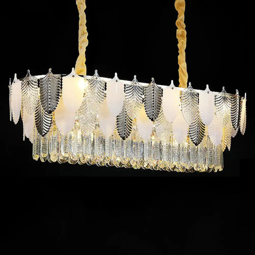 Modern gold crystal leaf ceiling light living room pendant