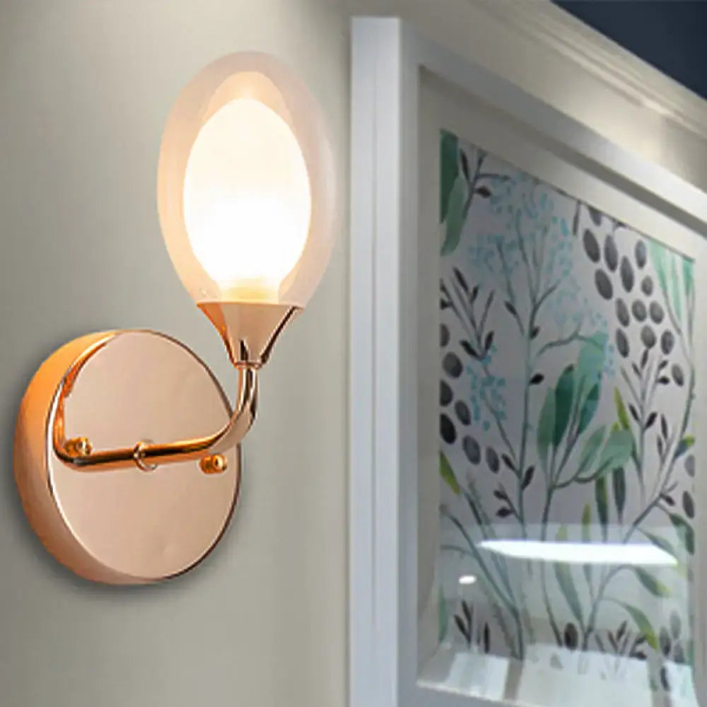 Modern gold and frosted glass wall lamp bedroom light fixture