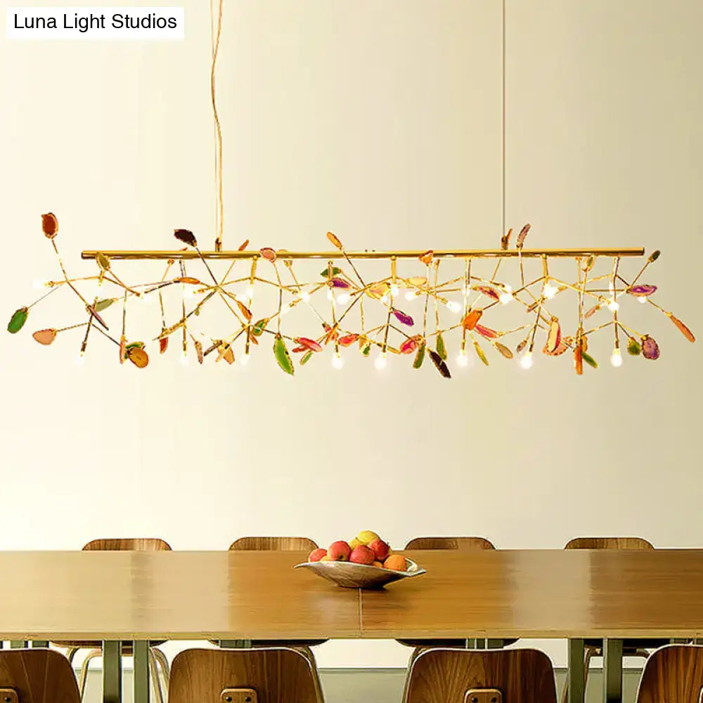 Modern gold agate island light fixture dining room pendant