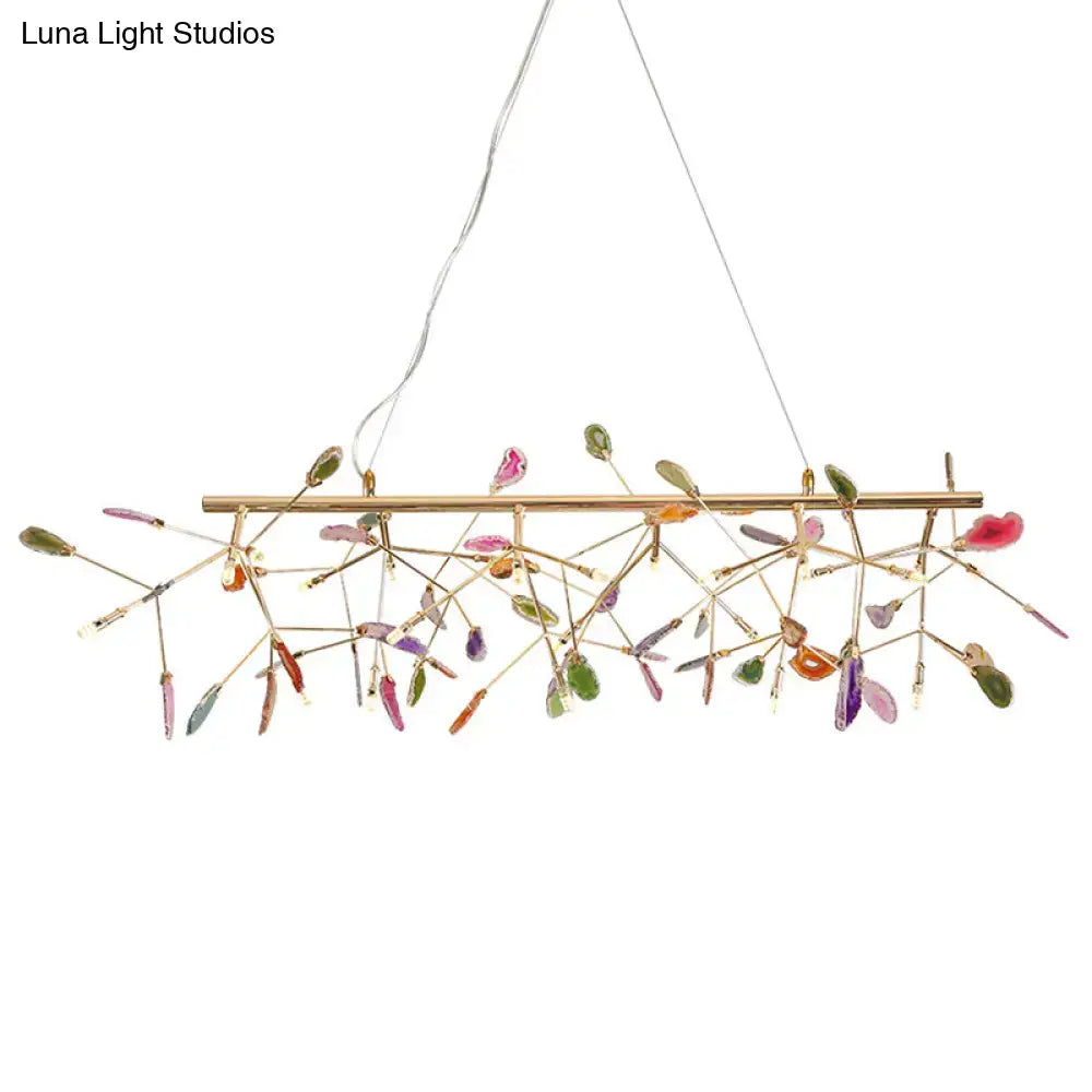 Modern gold agate island light fixture dining room pendant
