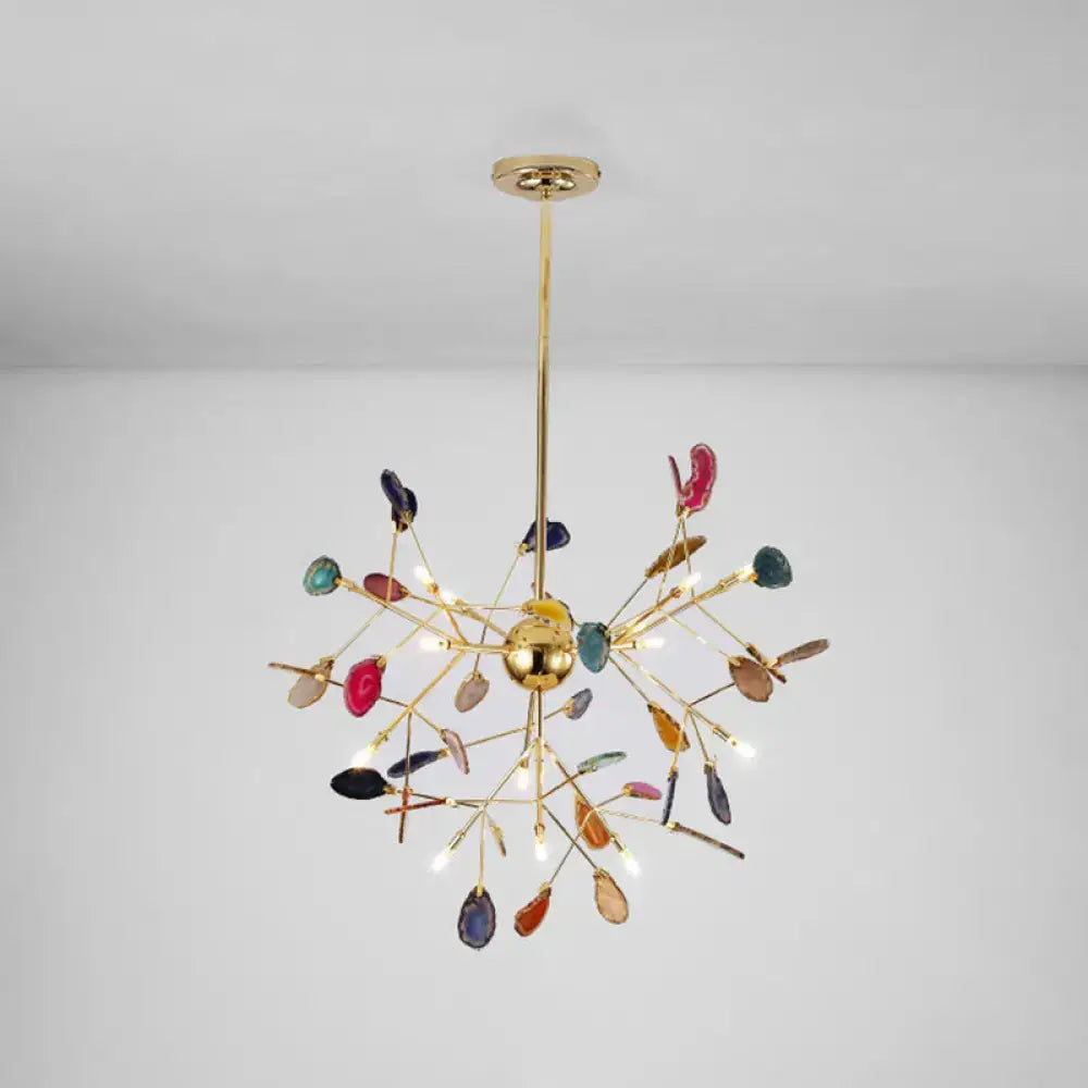Modern gold agate island light fixture dining room pendant