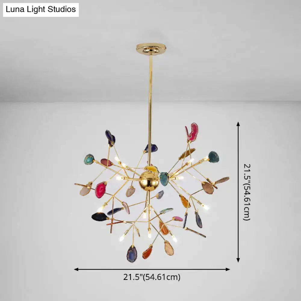 Modern gold agate island light fixture dining room pendant