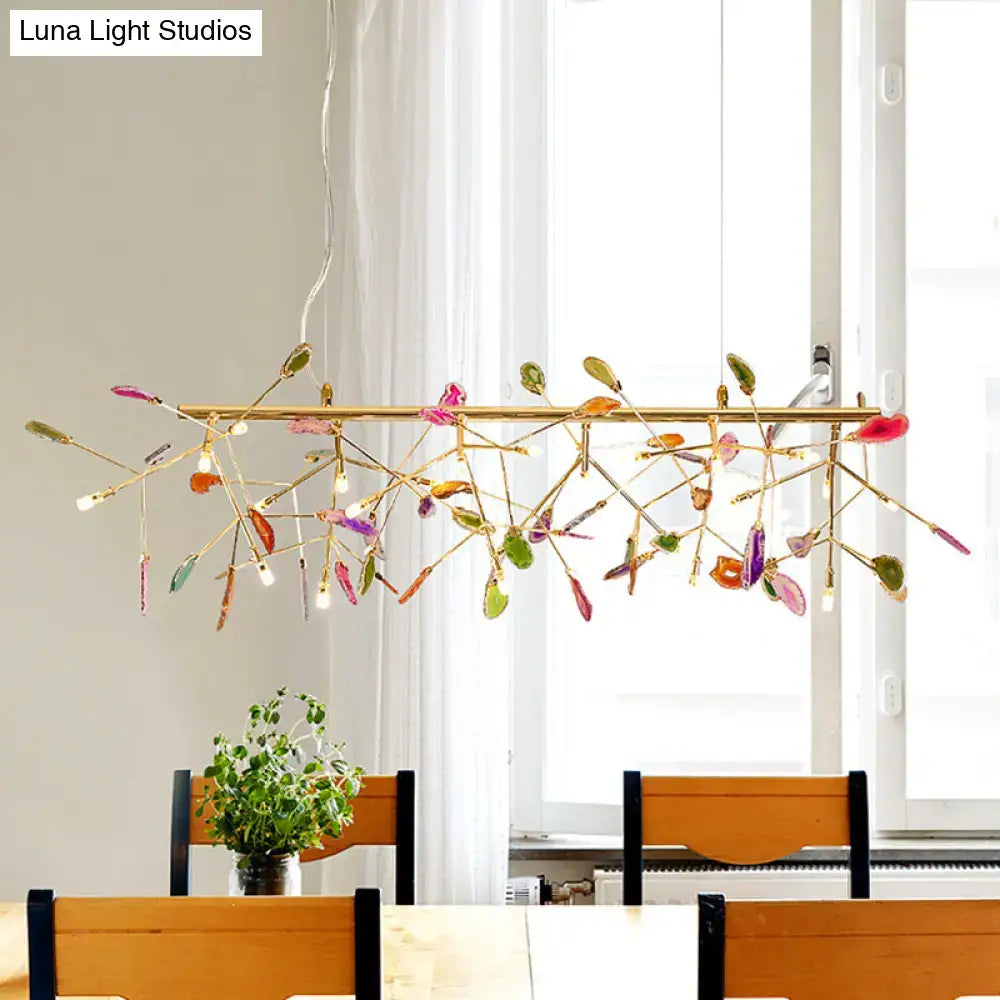 Modern gold agate island light fixture dining room pendant