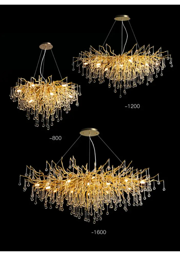 Modern gold aluminum crystal chandelier for living room
