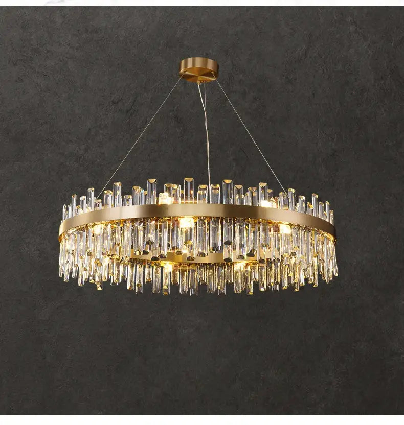Modern oval golden chrome crystal chandelier for dining room